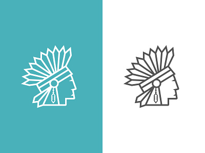 The Chief character chief design face feathers hat icon illustration line native tribe vector