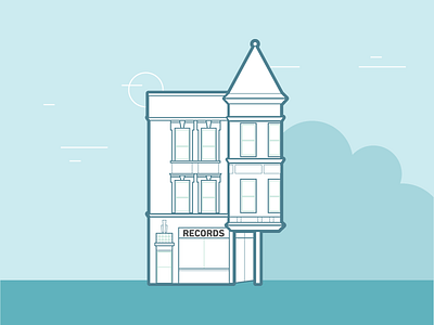 Logan Hardware Records, Chicago america architecture chicago illinois illustration line logan square record simple simple city store usa