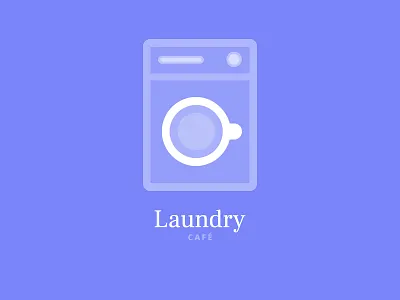 Laundry Cafe cafe coffee flat icon laundry logo minimal washing machine