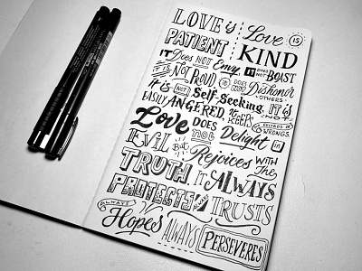 Love is Patient... calligraphy hand drawn hand lettering lettering paper sketch typography