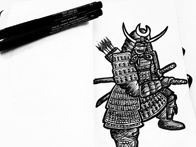 Samurai Ink drawing faber castel illustration ink japan original pen samurai sketch