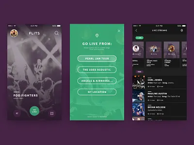 Music Live Streaming App - Home, Start Stream & Live Streams app ios live mobile music streaming ui ux