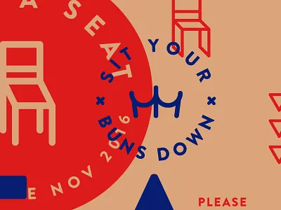 Sit Your Buns Down butts chairs iconography illustration typography
