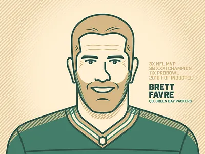 Brett Favre fanart football green bay halftones illo illustration nfl packers portrait sports vector