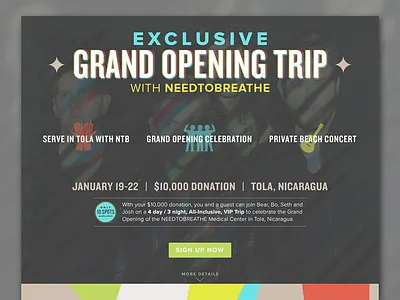 NEEDTOBREATHE VIP Trip band concert exclusive guitar hands needtobreathe nicaragua trip vip web