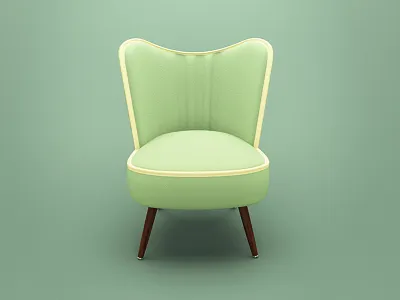 Comfortable Cocktail Chair 1950s 3d 50s chair comfort green modeling render retro seat vintage yellow