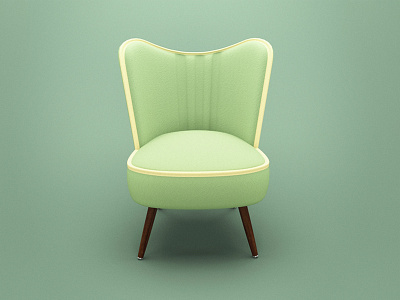 Comfortable Cocktail Chair 1950s 3d 50s chair comfort green modeling render retro seat vintage yellow