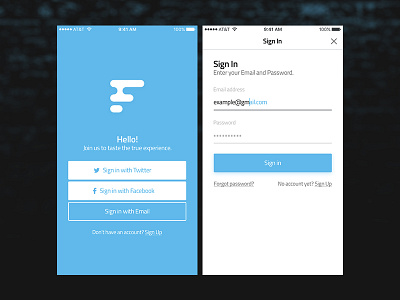 Landing / Login app blue form landing login minimal simple ui ux