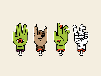 Creepy Hands alien collaboration creepy fingers halloween hand mummy outline peace werewolf zombie