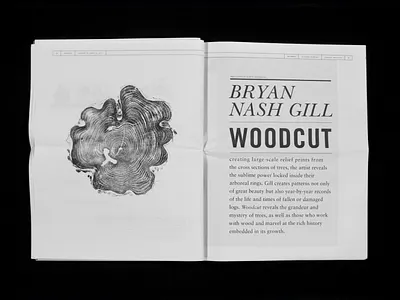 Typography & Layout for a Newsprint Art Magazine black and white brand brochure catalog fashion indesign layout marketing nature photography san francisco simple