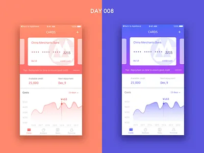 Day 008 - credit card bank card color data icon interface ui