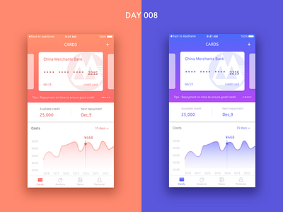 Day 008 - credit card bank card color data icon interface ui