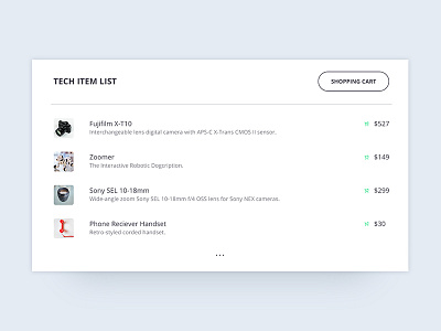 E-commerce product list UI button card e commerce light list shop shopping ui kit