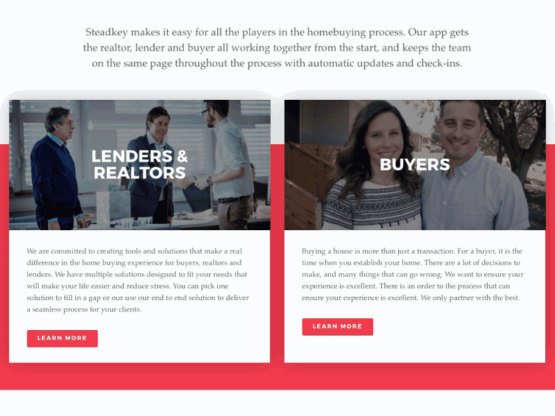 Steadkey Audience Cards animation hover mask real estate realtor ui