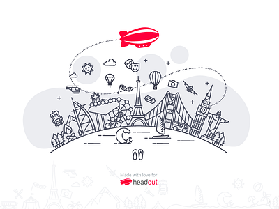 Illustration for Headout activity app booking chamedesign headout icons illustration line travel