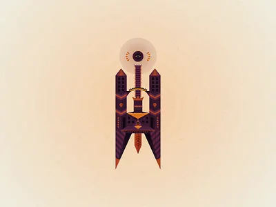 Dark Eyed Moon Illustration dark darkness geometric geometry horror illustration moon sword tower