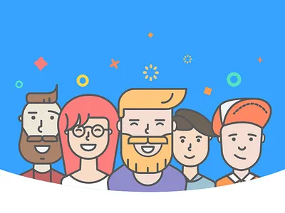 Login illustration for BlindID app beard characters hipster illustration onboarding social ui