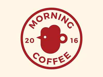 Morning coffee cafe coffee cup icon logo mark morning rooster symbol