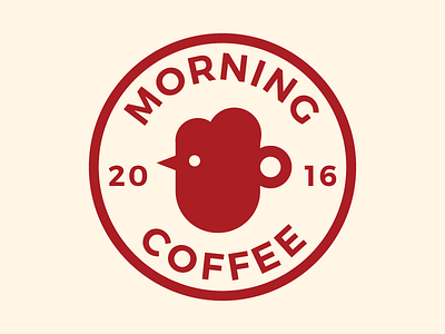 Morning coffee cafe coffee cup icon logo mark morning rooster symbol