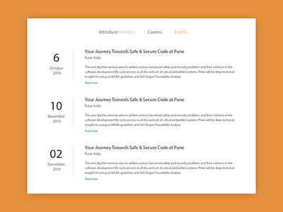 Event Listing event layout listing minimal navigation tab ui ux visual website