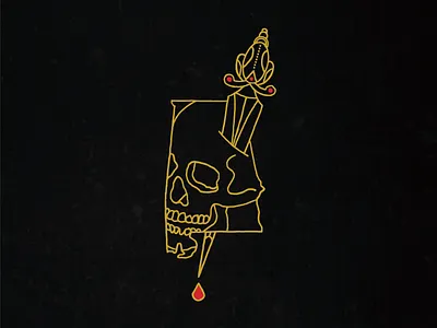 Alabamuertos alabama drawing gold line print tattoo