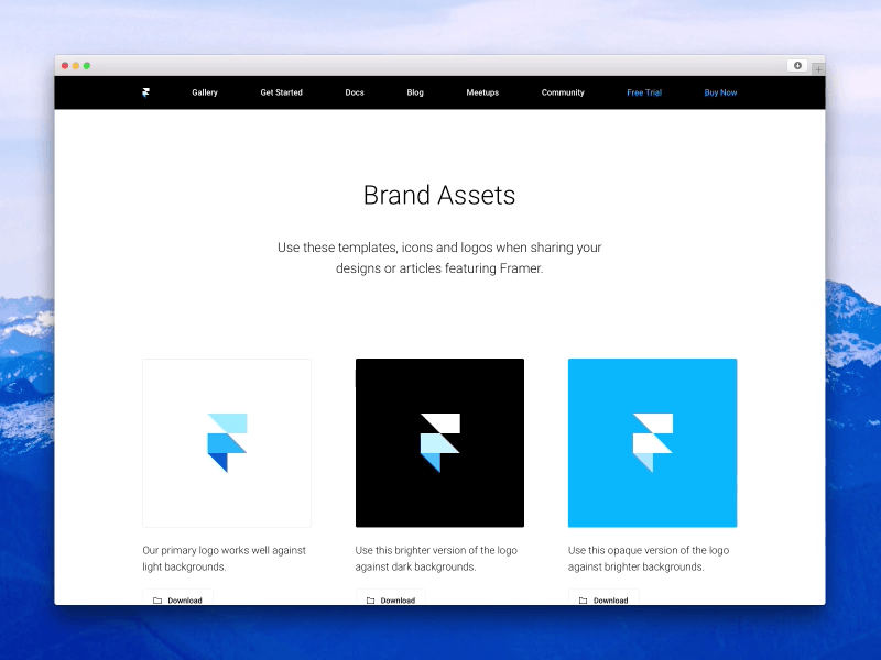 Framer Brand Assets assets brand download dribbble figma framer framerjs icon icons logo sketch templates