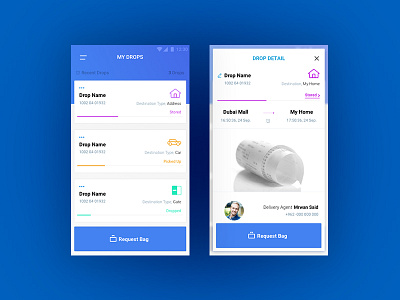 Drop detail app bag cards drop ui ux