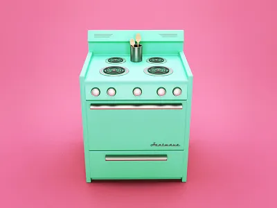 I Got a Heatwave 3d 50s cooking icon modeling oven render retro stove stylized vintage