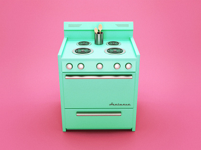 I Got a Heatwave 3d 50s cooking icon modeling oven render retro stove stylized vintage