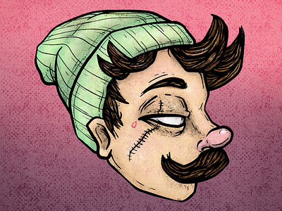 Hipster Head illustration illustrator photoshop tablet texture truegrit wacom