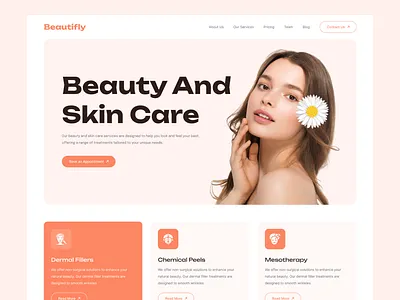 Skin Care Clinic Website beauty beauty care beauty clinic clinic clinic website cosmetics hero section hospital landing page landing page design medical plastic surgery services skin skin care skincare ui web web design website