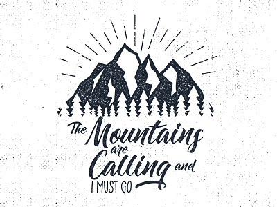 Mountains Calling Retro Label adventure badge camping custom type label monochrome mountains tee typography vector vintage wanderlust