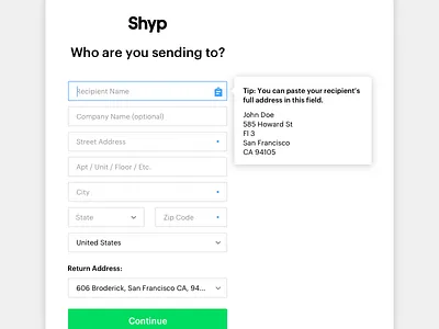 Recipient brand form guide icon iconography keyboard logo shyp style typography ui ux