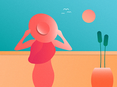 A Sunny Day girl gradient illustration texture