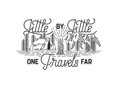 Little By Little camping design hand drawn illustration mountains t shirt tolkien typography