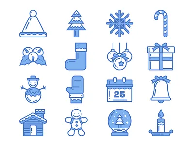 Winter Icon Set blue christmas cold ice icon line outlined snow winter