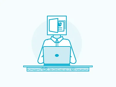 App users illustration blue icon illustration laptop office tie