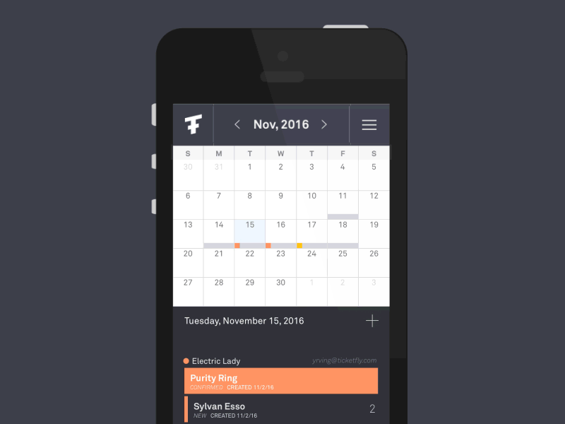 Promoter calendar events holds modal promoter ticketfly