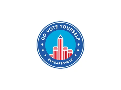 Swear to Vote: Go Vote Yourself 2 badge circle election emblem flat design hand pencil stars usa vote