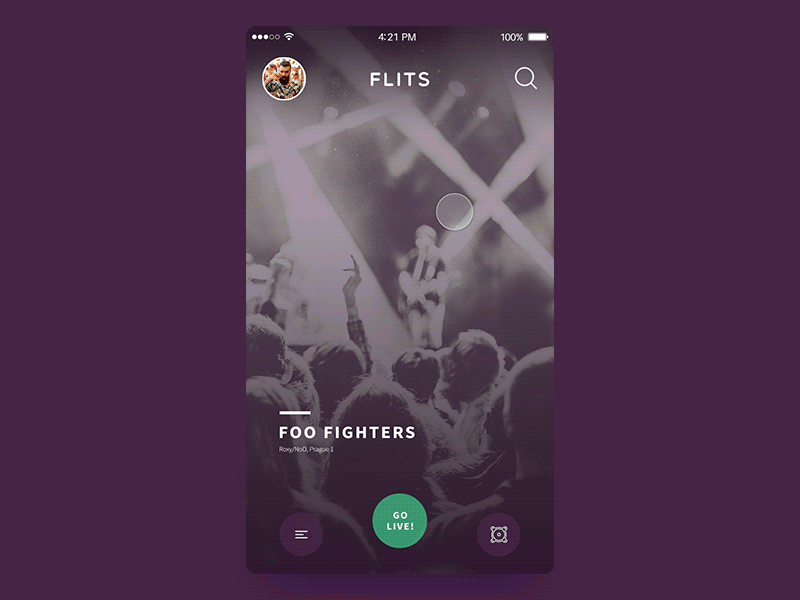 Go Live! app ios live mobile music streaming ui ux