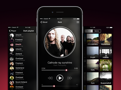Air Vibes app dark design interface ios list music player screen sound ui ux