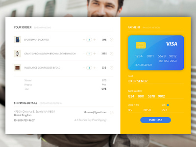 Check out Page bag check out credit card e commerce form order payment purchase shipping shop ui ux