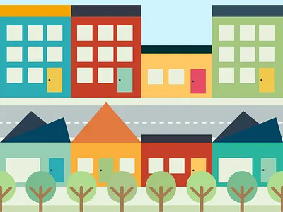 Little City city cute digital houses vector
