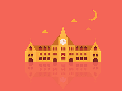 Architecture cloud icon illustration moon