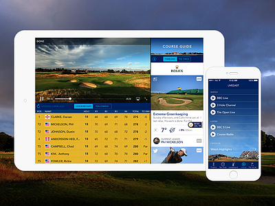 The Open App app championship feed golf ios iphone live stats theopen ui ux video