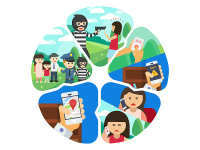 illustration character chart graphics icon illustration parents phone police thief track ui