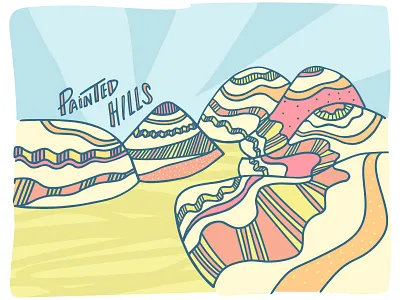 Painted Hills. Oregon 2d great outdoors hand type hiking hills illustration mountains national park park travel