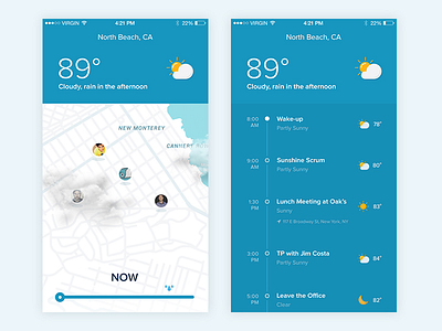 Sunshine Timeline activity app feed ios iphone map notch sunshine timeline ui ux weather