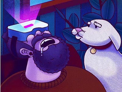 Virtual Reality (VR) Impact Illustration affinity designer character dribbling golden retriver graphic illustration texture vector virtual reality vr zajno