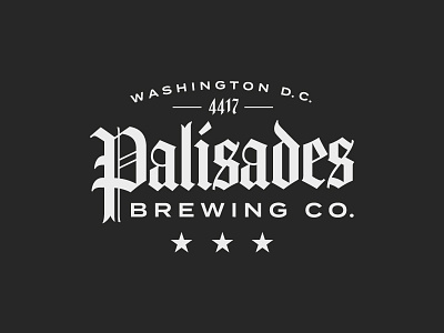 Palisades Brewing Co. beer black blackletter branding brewing design identity label logo vintage washington